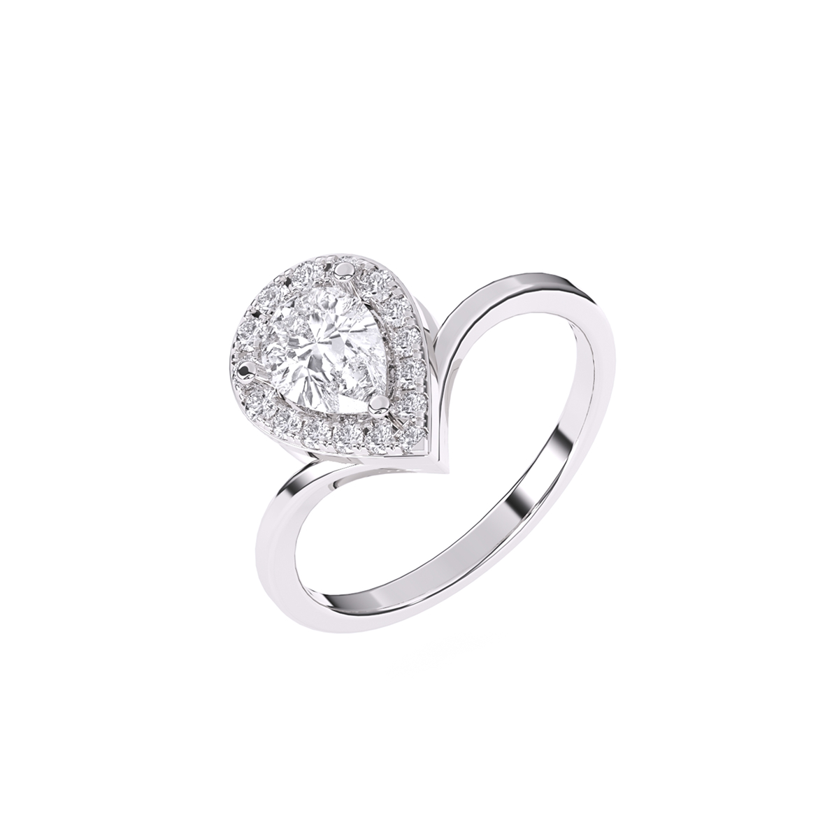 Pear Halo Solitaire Diamond Ring